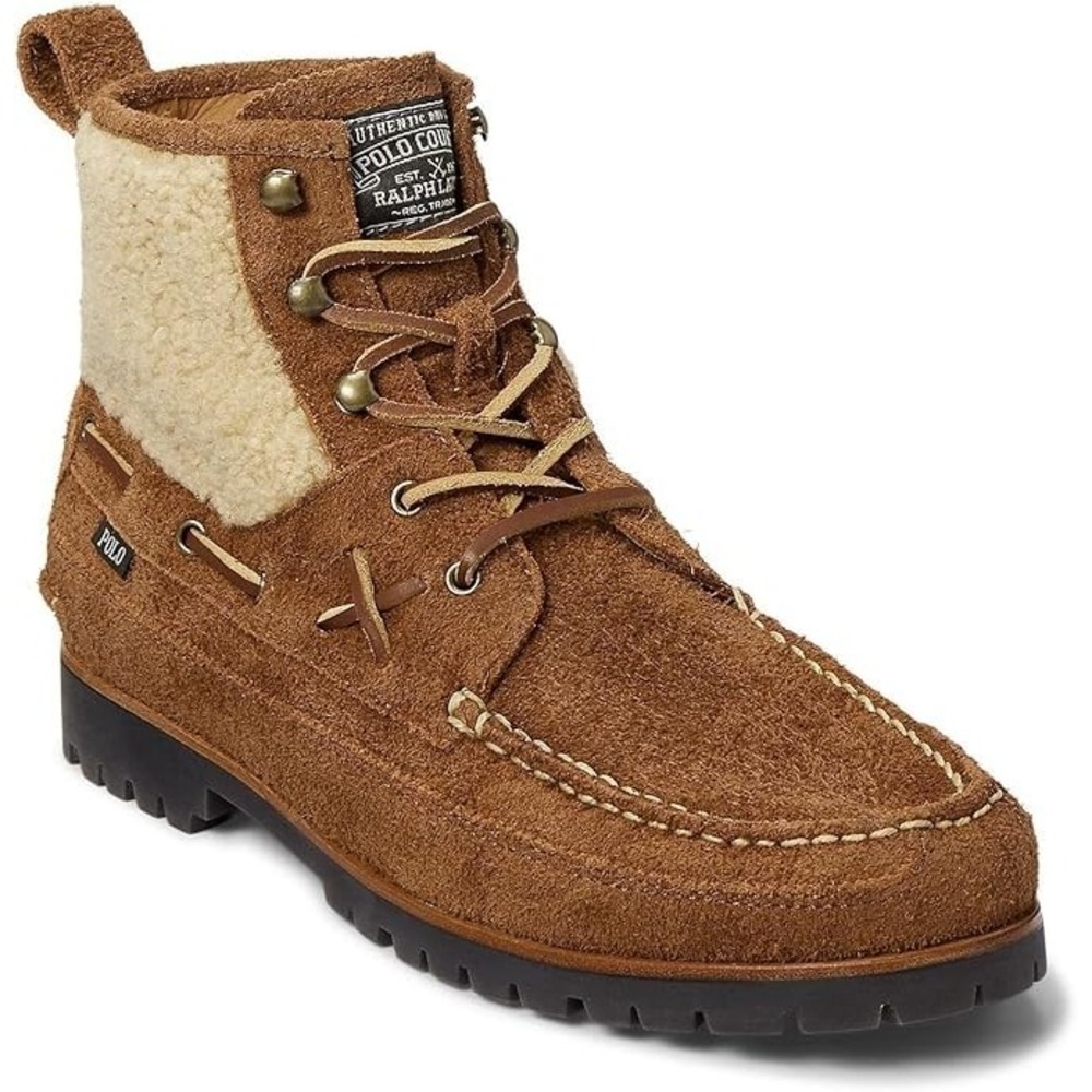 Polo Ralph Lauren Polo Country Suede Faux Shearling Ranger Mid Ankle Boot SZ 8